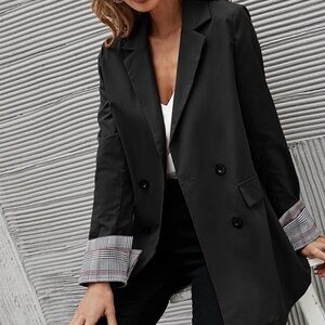 Lapel plaid cuff blazer 🧥